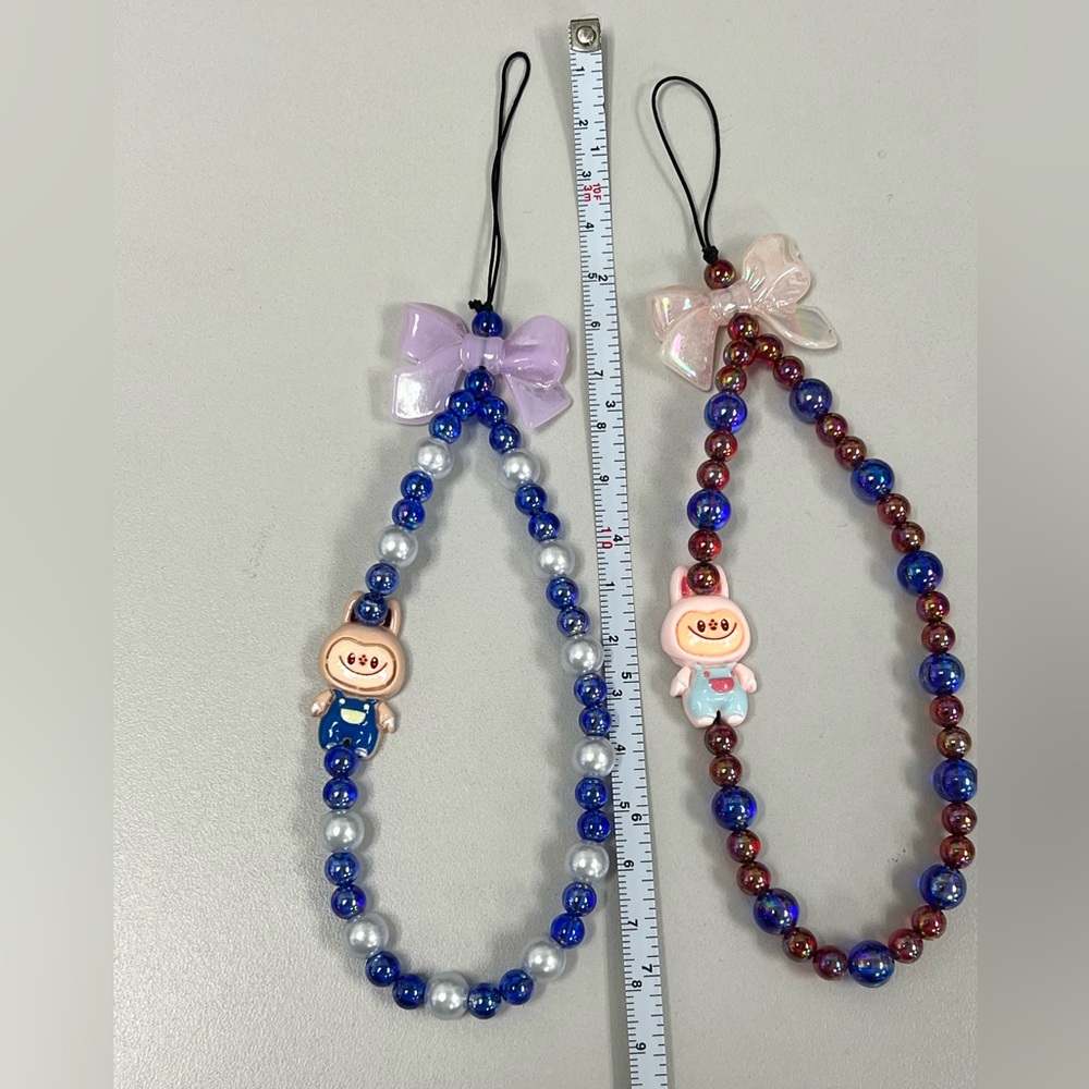 THE FAMOUS LABUBU Beaded Charm Bracelet - Blue and Red/Blue